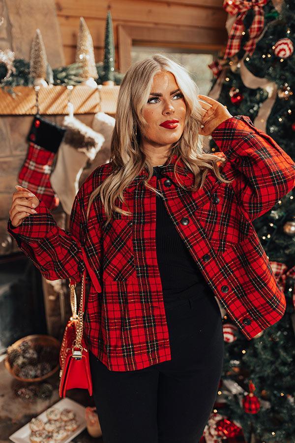 Evergreen State Of Mind Plaid Jacket In Red Curves Product Image