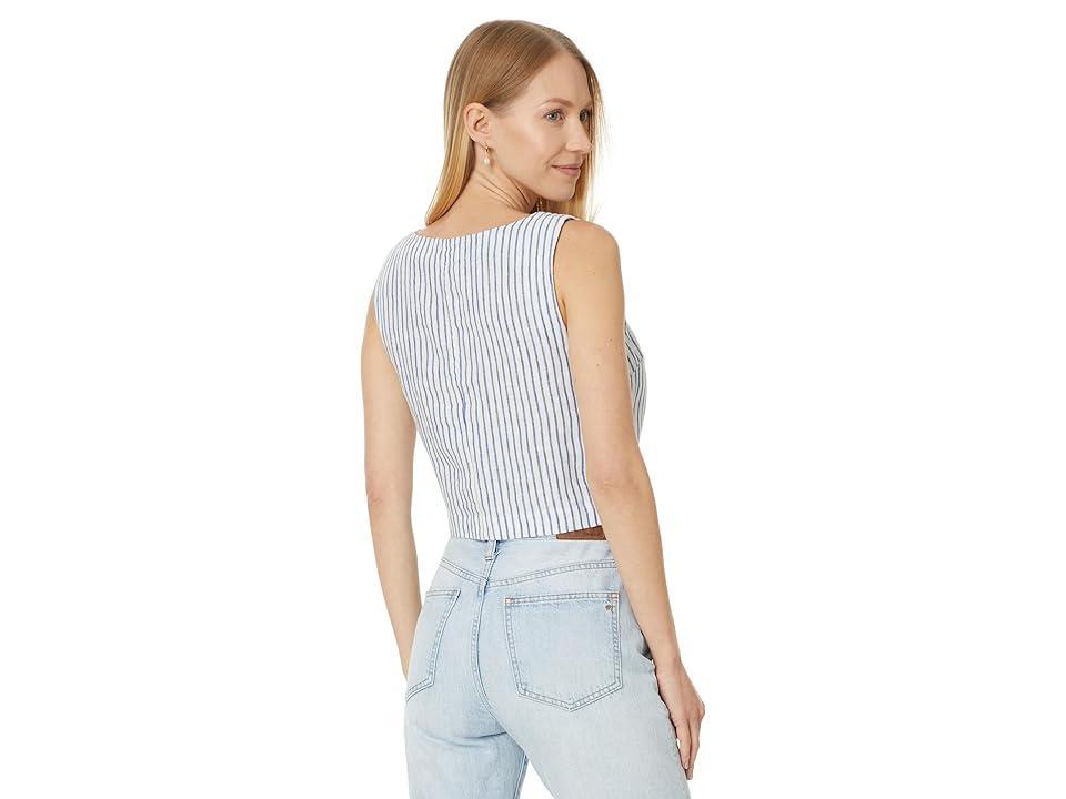 Madewell Scoopneck Crop Tank in 100% Linen (Bluestone) Women's Clothing Product Image