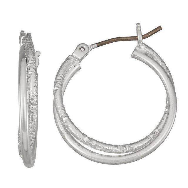 Napier Silver Tone Blast Twist Hoop Earrings, Womens Product Image