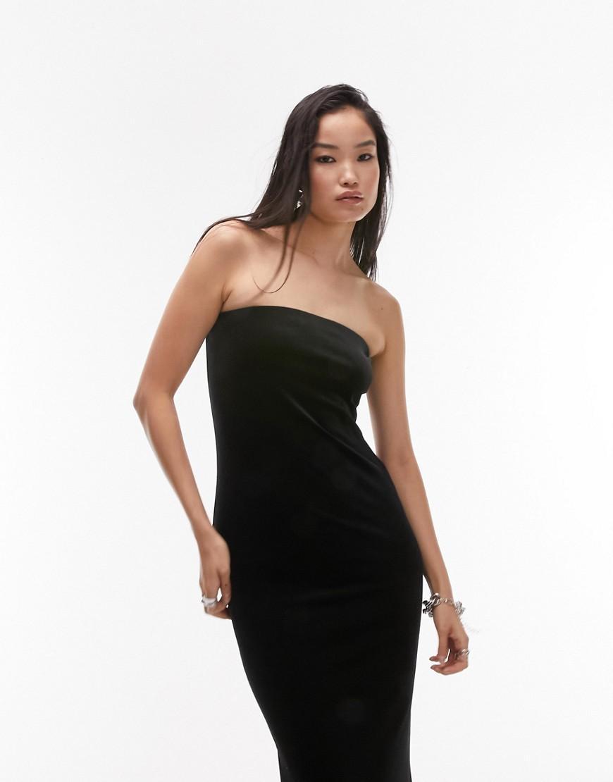 Topshop velvet midi bandeau dress Product Image