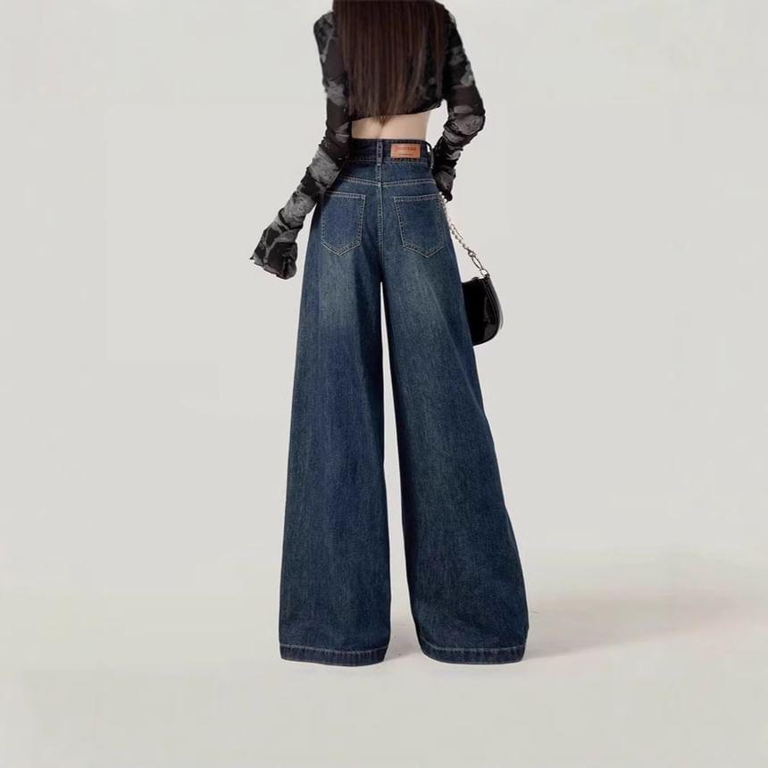 High Rise Washed Wide Leg Jeans Product Image