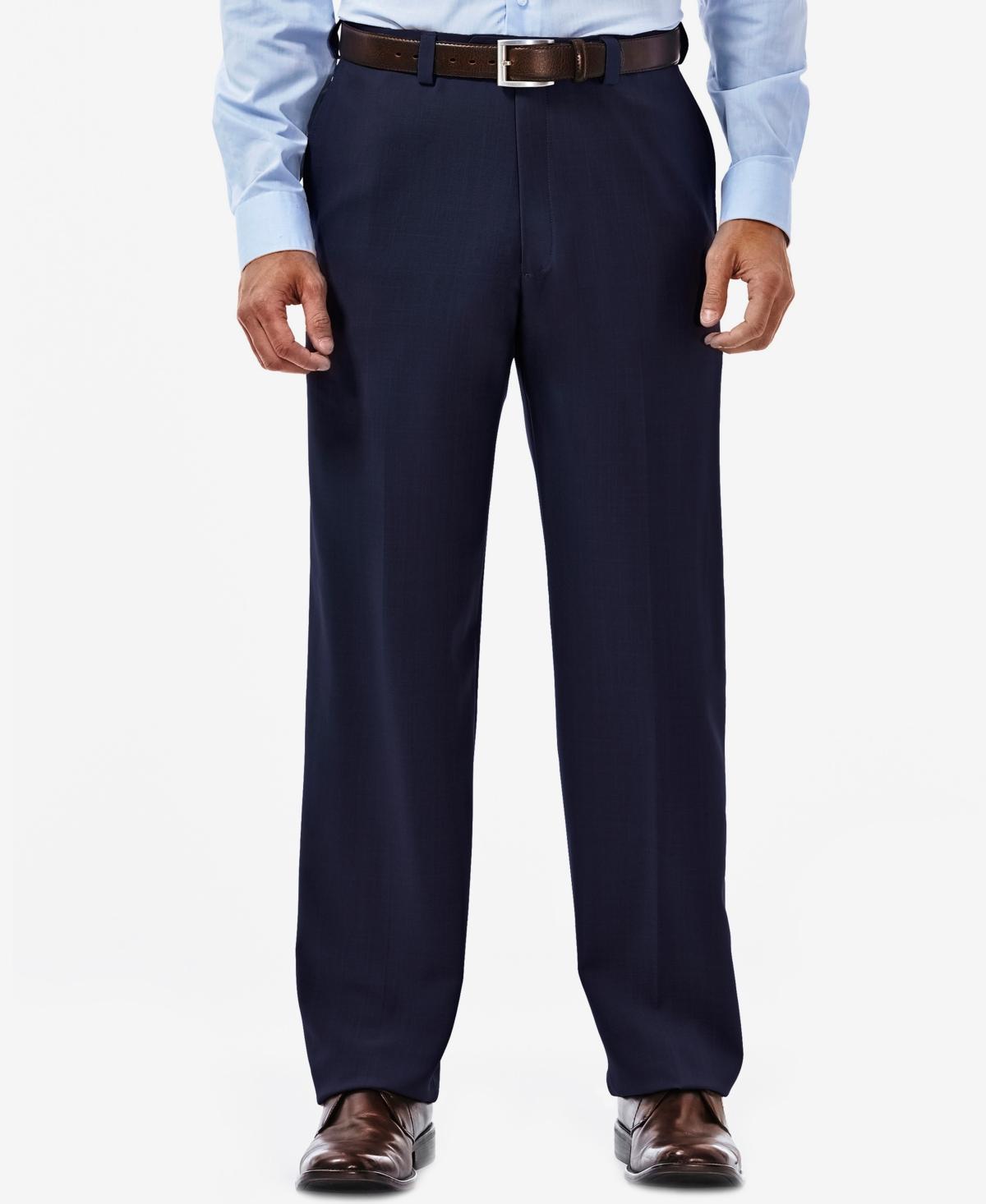 Mens Haggar eCLo Stria Classic-Fit Flat-Front Dress Pants Product Image