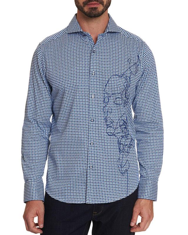 Mens Face Off Embroidered Houndstooth Sport Shirt Product Image