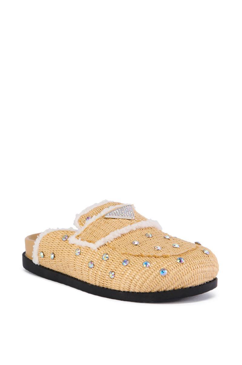 AZALEA WANG KORYNN BEIGE EMBELLISHED RAFIA FLAT Product Image