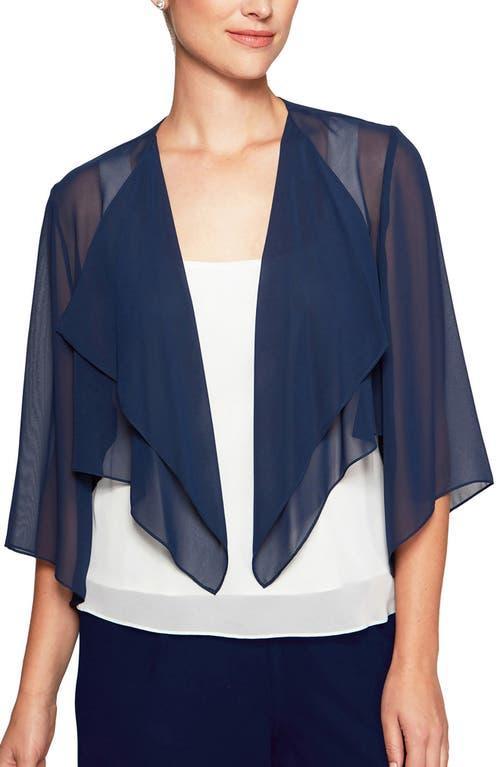 Alex Evenings Sheer Chiffon Split 34 Sleeve Handkerchief Hem Bolero Product Image