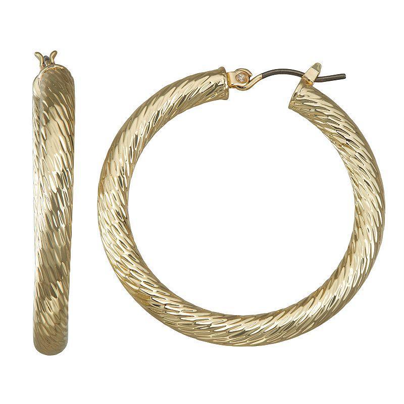 Nine West Textured Tube Hoop Earrings, Womens, Gold Product Image