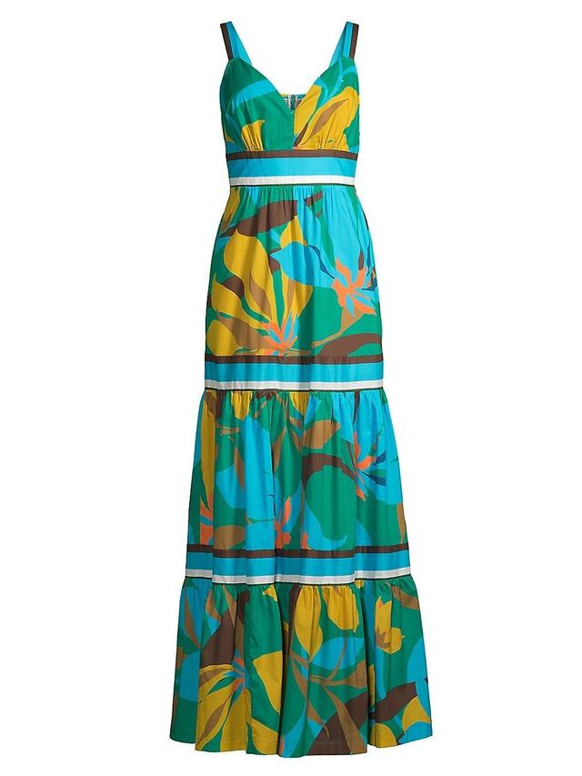 Womens Tropical Tiered Maxi Dress Product Image