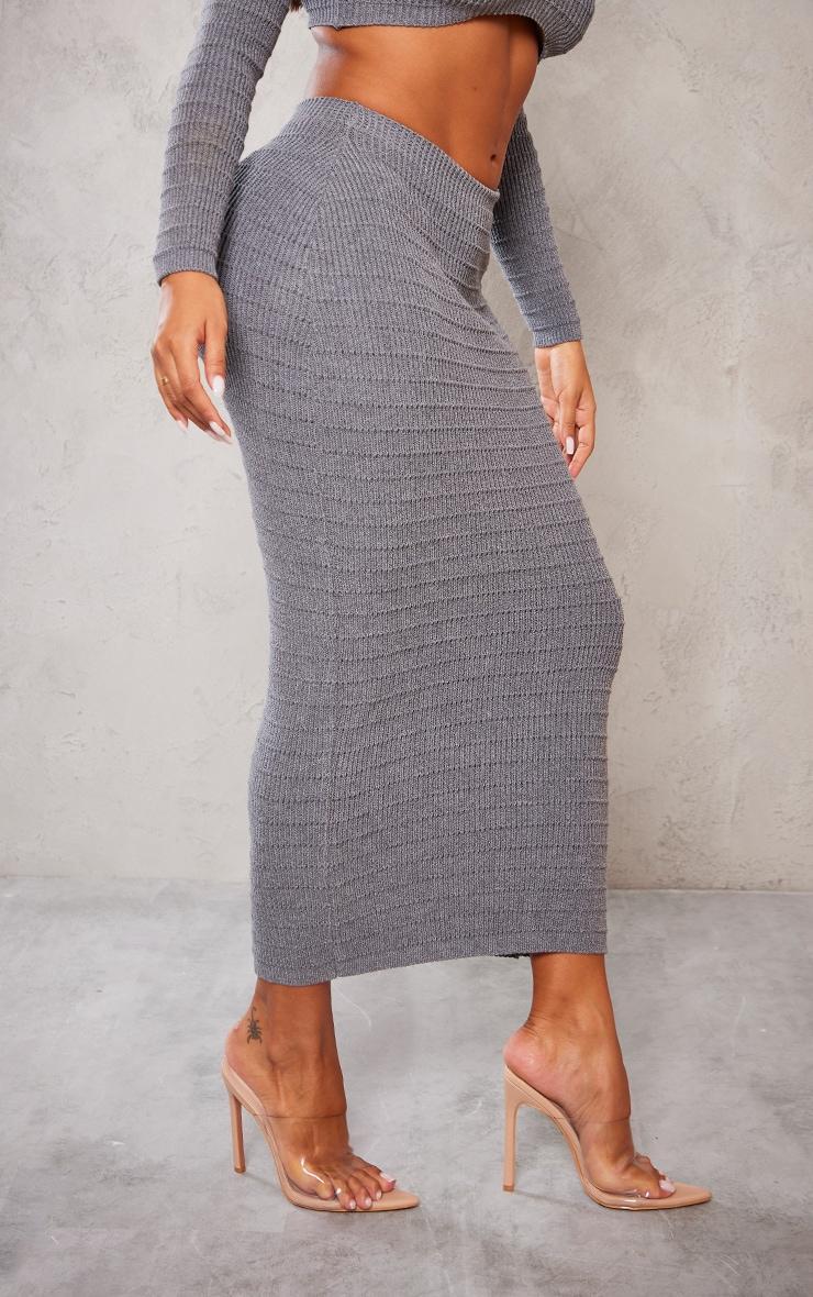 Shape Charcoal Grey Panelled Knit Midaxi Skirt Product Image