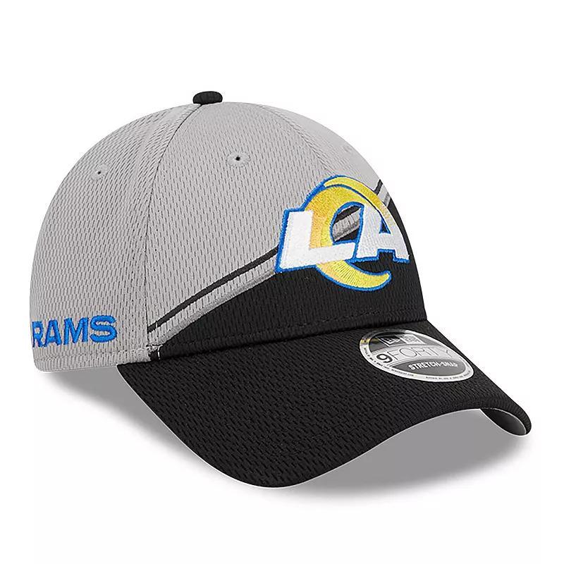 Mens New Era Gray/Black Los Angeles Rams 2023 Sideline 9FORTY Adjustable Hat Product Image