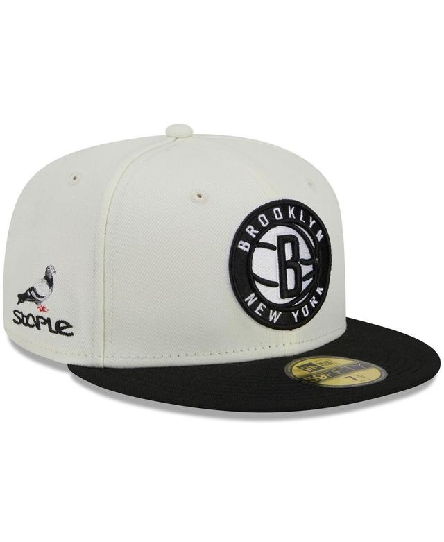 Mens New Era x Staple Cream Brooklyn Nets Nba x Staple Two-Tone 59FIFTY Fitted Hat - Cream Product Image