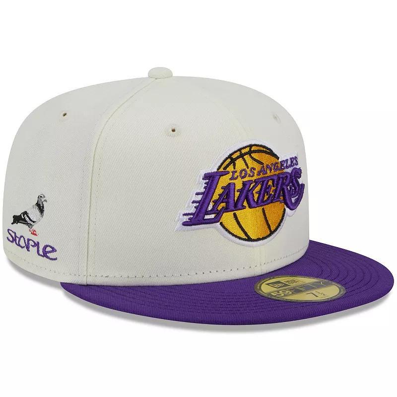 Mens New Era x Staple Cream/Purple Los Angeles Lakers NBA x Staple Two-Tone 59FIFTY Fitted Hat Product Image