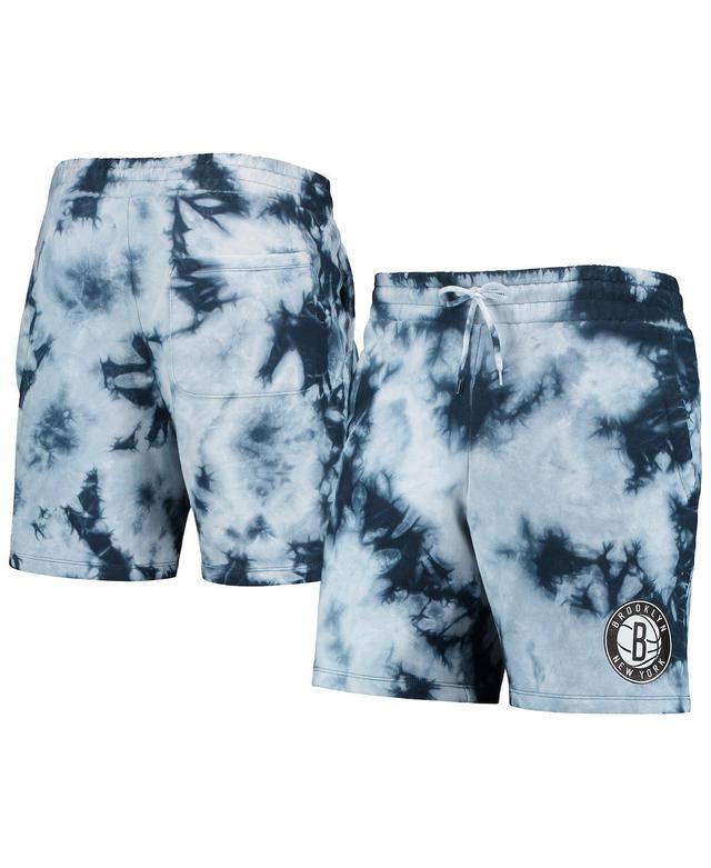 Mens New Era Blue Brooklyn Nets Fleece Tie-Dye Shorts Product Image