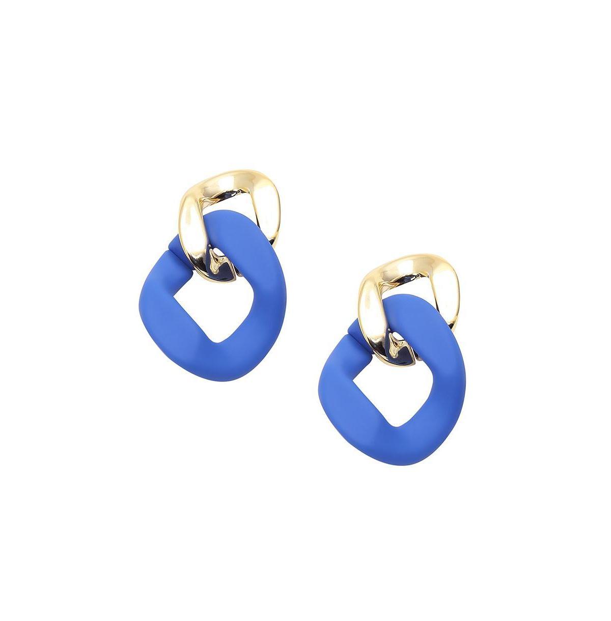 Sohi Womens Blue Chain-link Drop Earrings Product Image