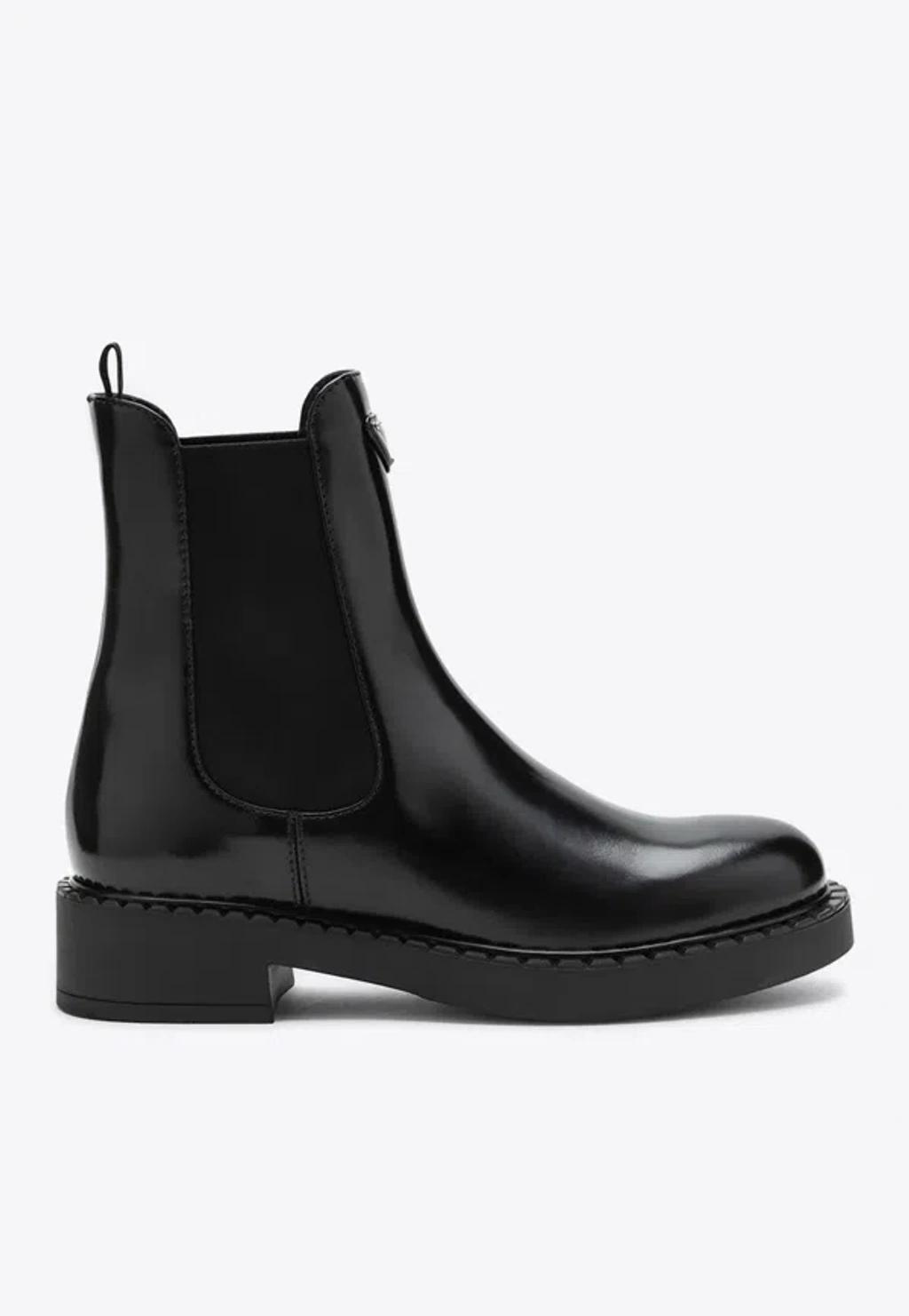 PRADA Leather Chelsea Boots In F0002 Black product image