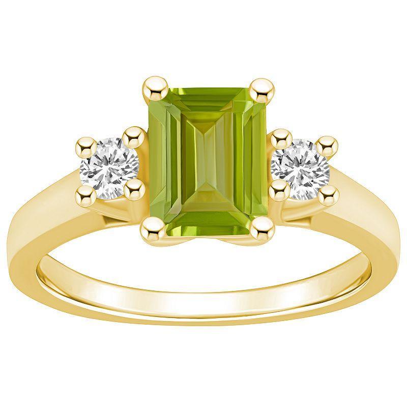 Alyson Layne 14k Gold Emerald Cut Peridot & 1/4 Carat T.W. Diamond Ring, Womens Green Product Image