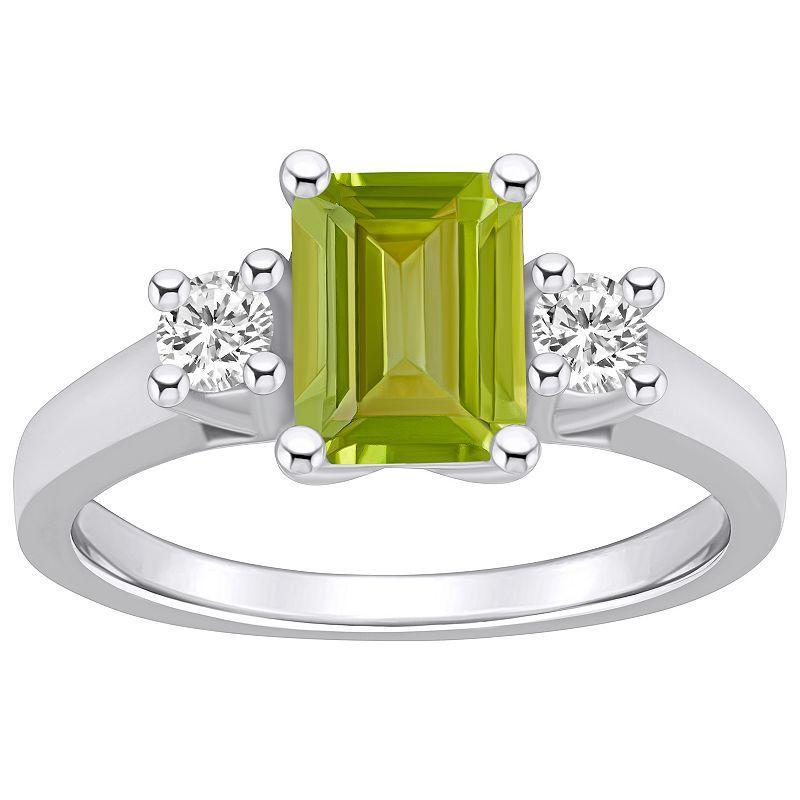 Macys Peridot and Diamond Ring (1-3/4 ct.t.w and 1/4 ct.t.w) 14K White Gold Product Image