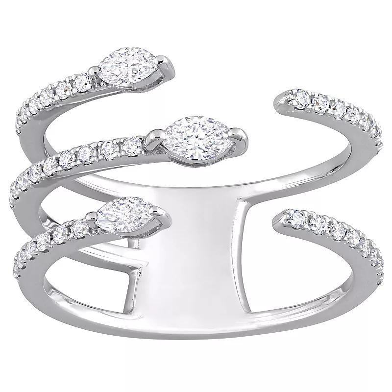 Stella Grace 14k White Gold 1/2 Carat T.W. Diamond 3-Row Ring, Womens Product Image