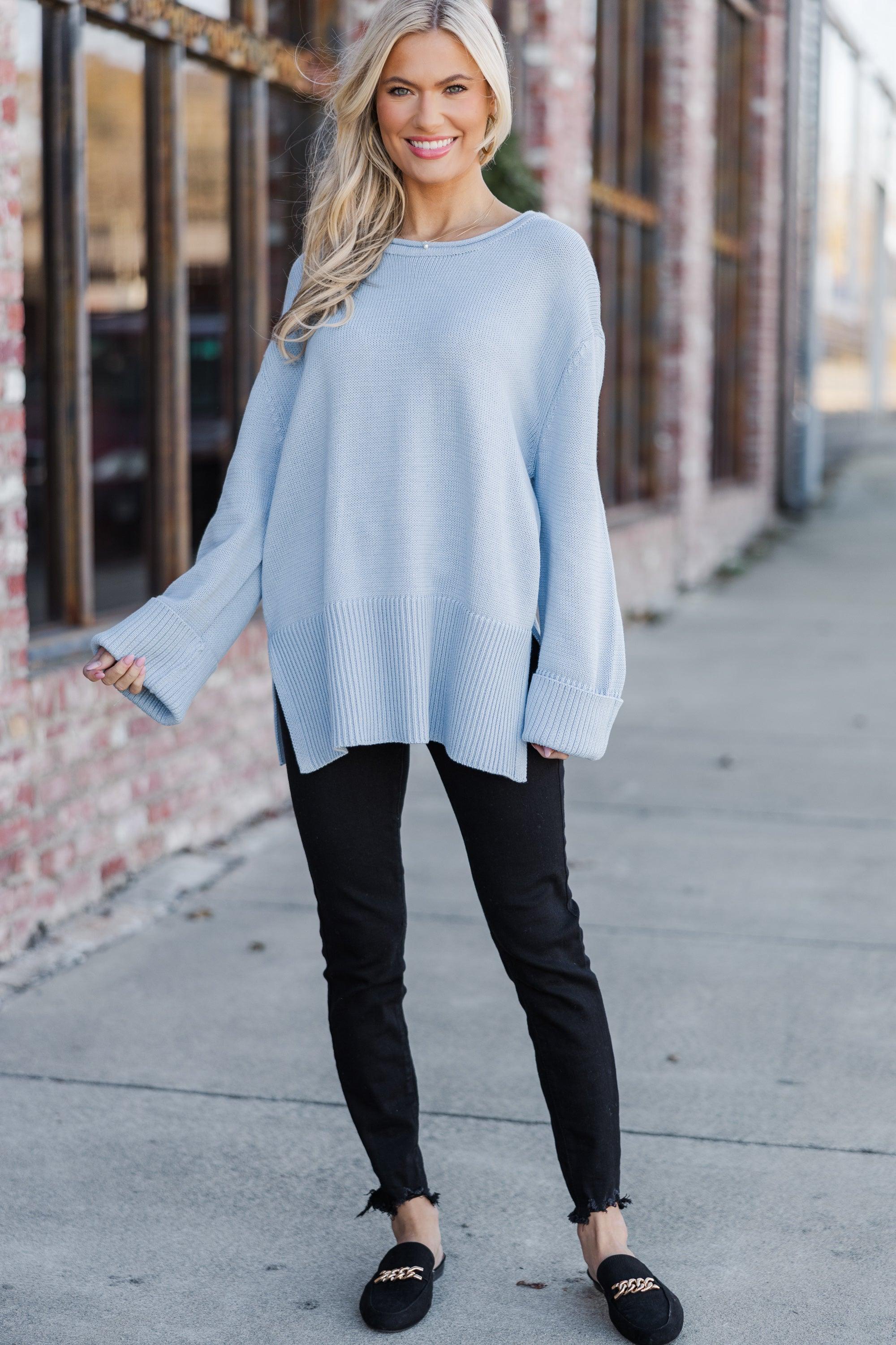 Give It Your All Light Blue Sweater Female Product Image