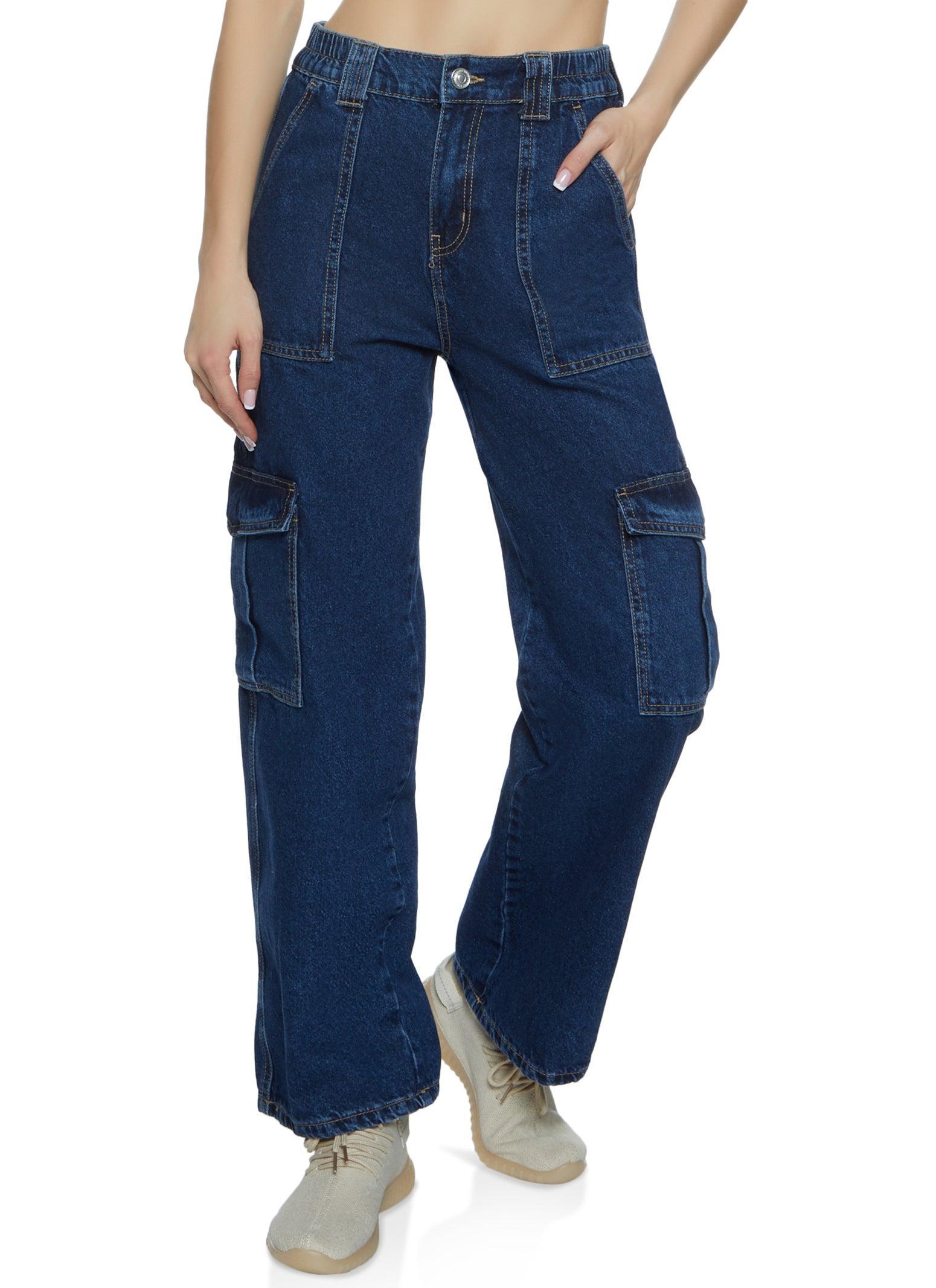 Womens WAX Wide Leg Cargo Jeans Product Image