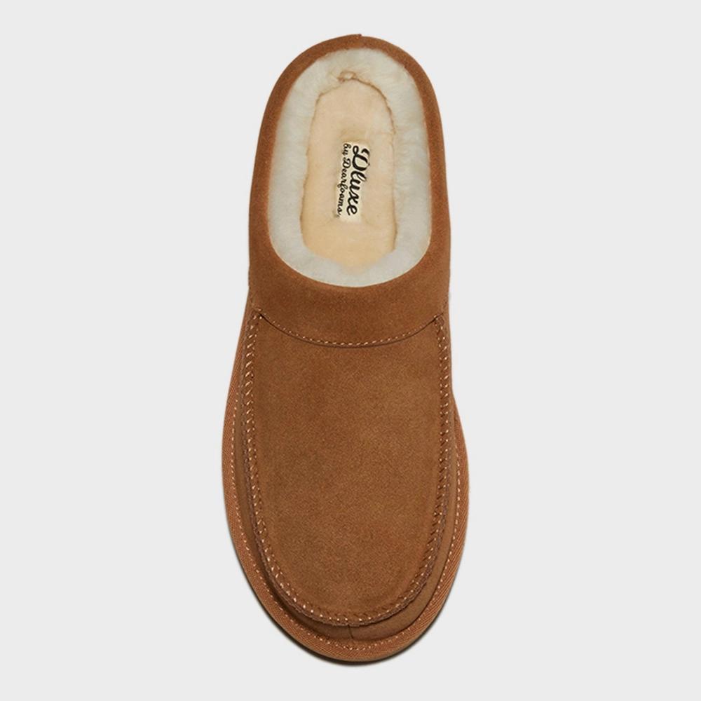 dluxe by dearfoams Men's Lith Moc Toe Clog Slippers - Light Brown 11 Product Image