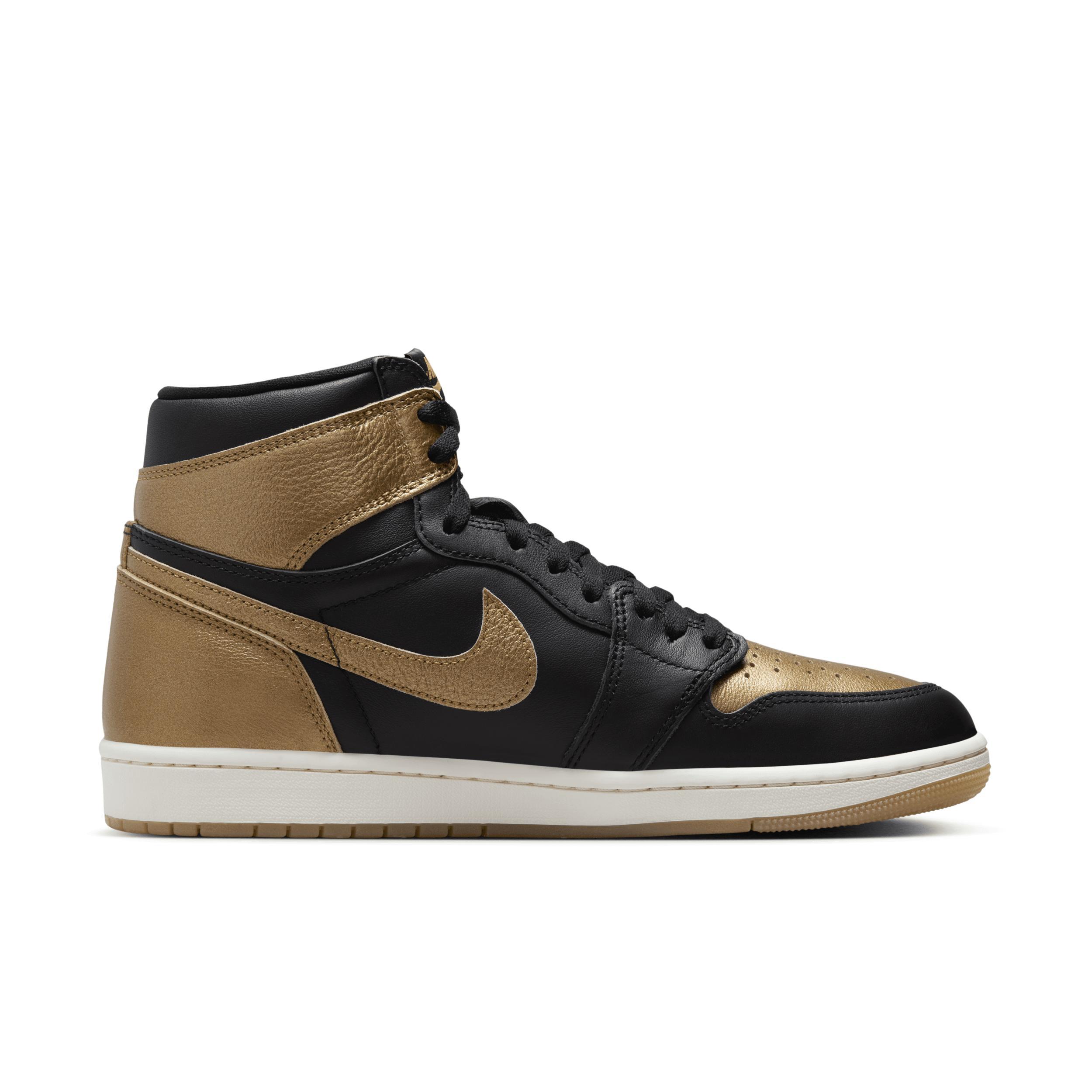 Men's Air Jordan 1 Retro High OG and Gold" Shoes in Black Product Image