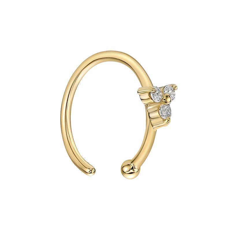 Lila Moon 14k Gold Cubic Zirconia Triangle Open Nose Ring, Womens, White Product Image