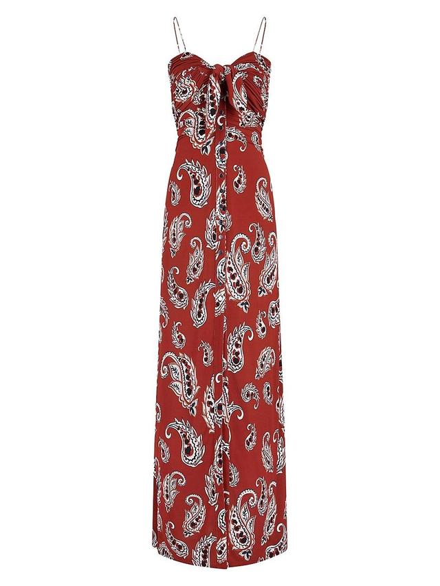 Womens Paisley Tie-Front Maxi Dress Product Image