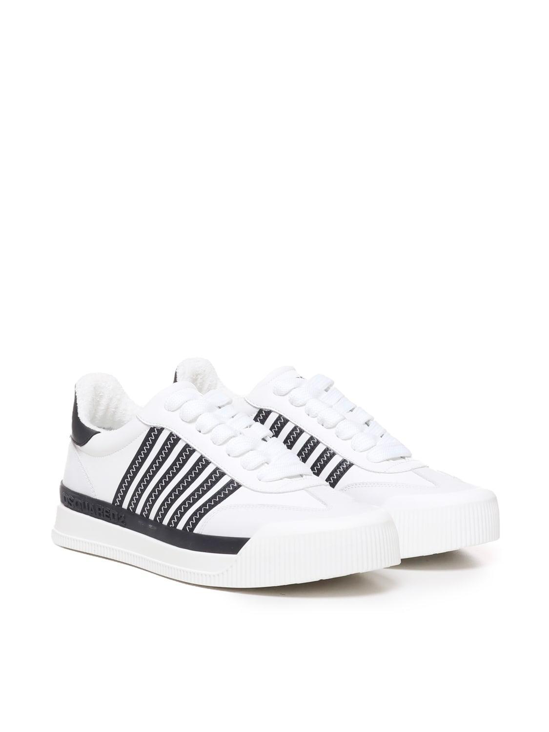 DSQUARED2 Legendary Striped Almond Toe Sneakers In White Product Image