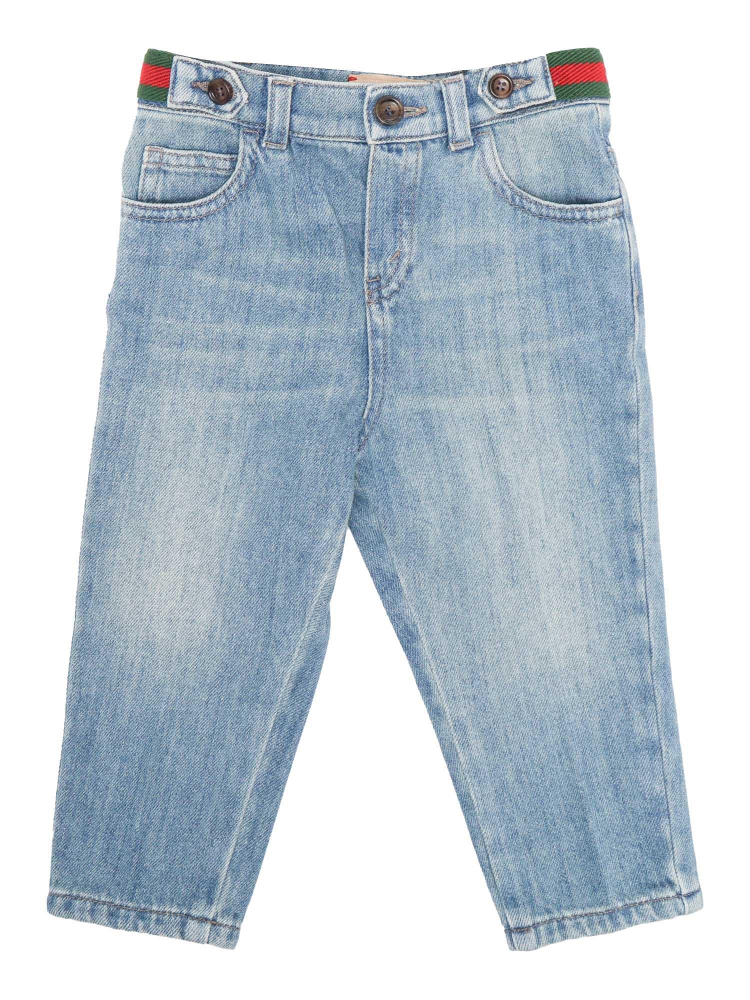 Stone Washed Jeans In Light Blue Product Image