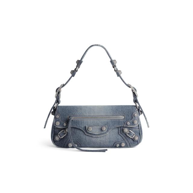 Women's Le Cagole Small Sling Bag Denim With Rhinestones in Blue Product Image