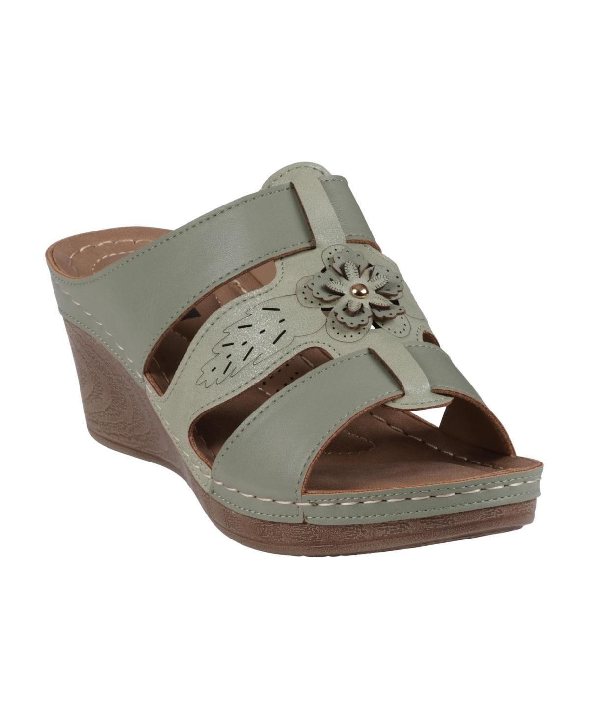 Gc Shoes Womens Spring Triple Band Flower Wedge Sandals Product Image