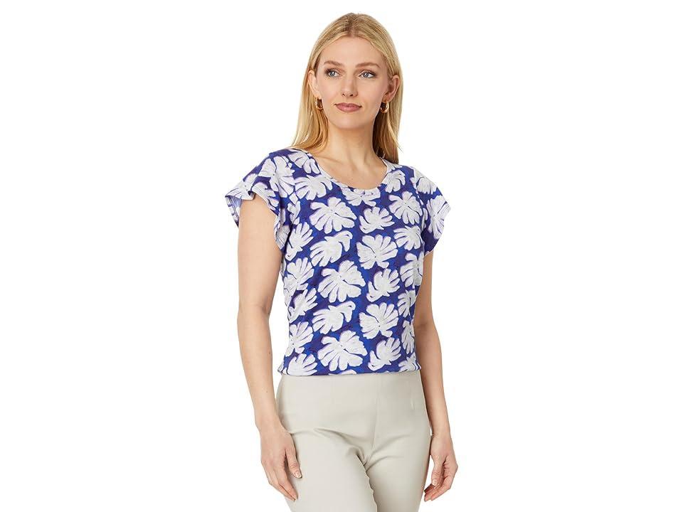 NIC+ZOE Shadow Palm Flutter Short Sleeve Tee Multi) Women's Clothing Product Image