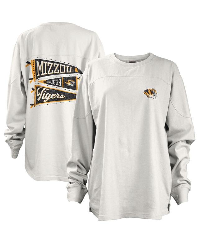 Womens Pressbox Missouri Tigers Pennant Stack Oversized Long Sleeve T-Shirt Product Image