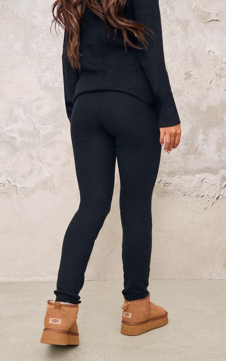 Black Basic Knit Leggings Product Image