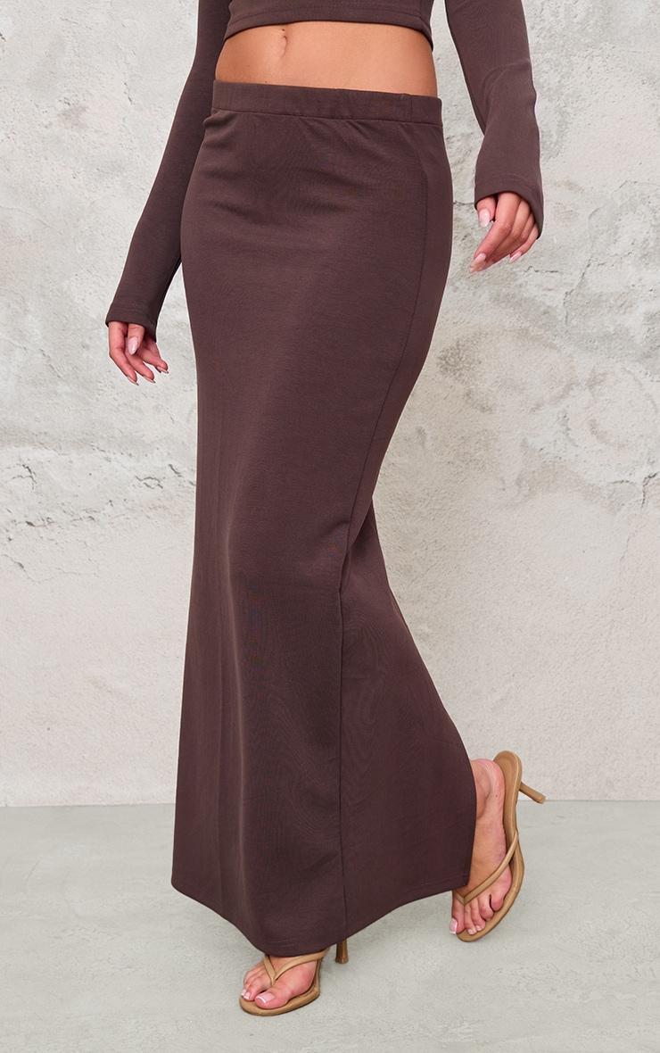 Chocolate Premium  Soft Touch Low Rise Maxi Skirt Product Image