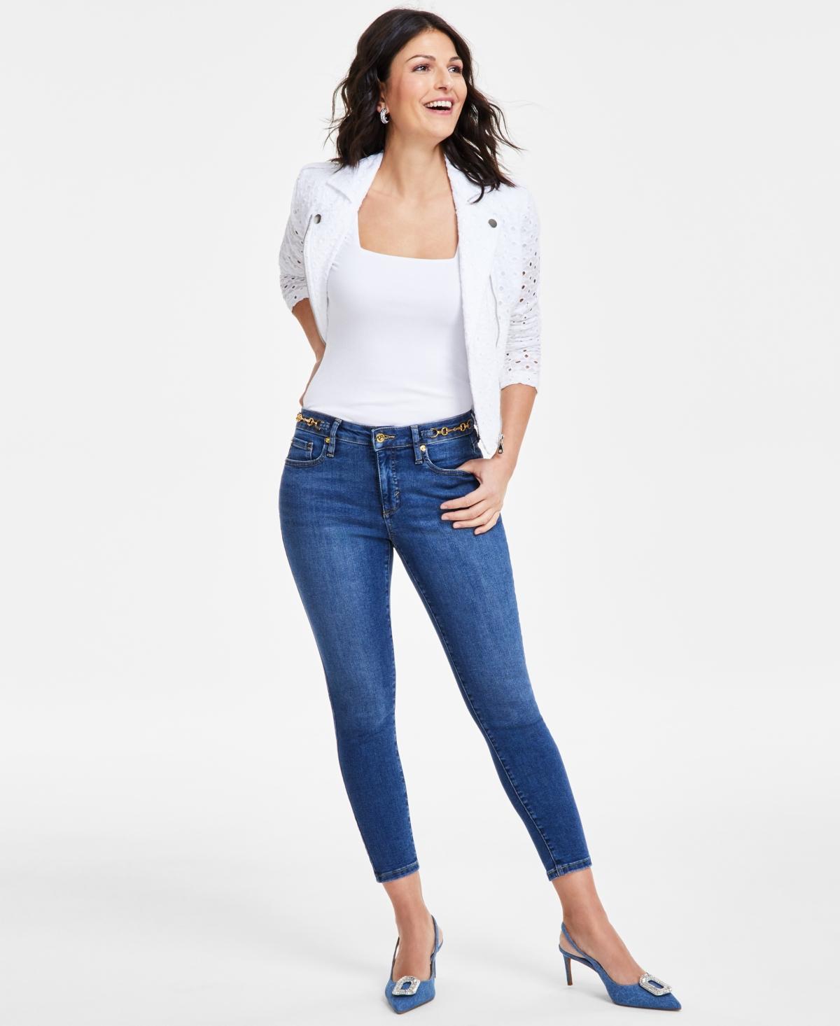 Women's Mid-Rise Chain-Detail Skinny Jeans, Created for Macy's Product Image