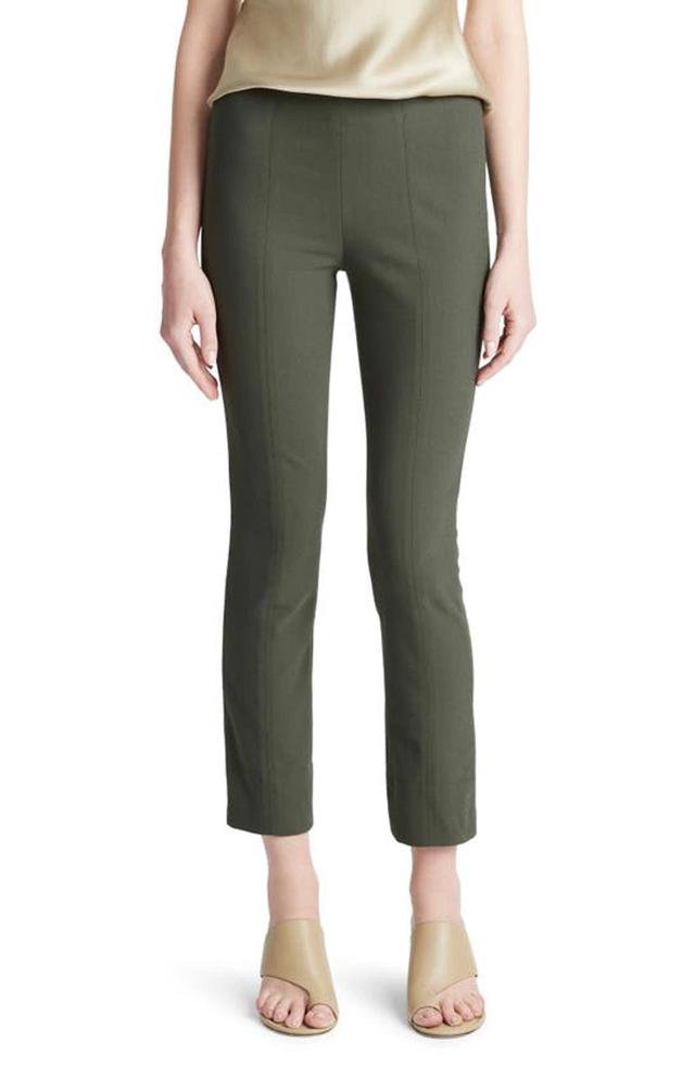 VINCE High-waist Stitched-front Leggings In Green Product Image