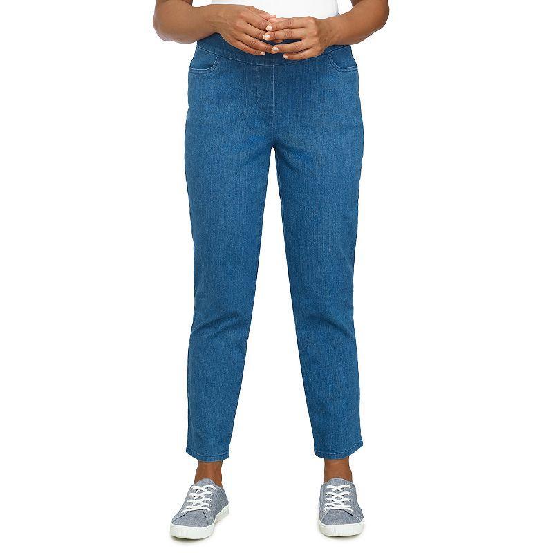 Petite Alfred Dunner Super Stretch Pull-On Straight-Leg Denim Pants, Womens Product Image