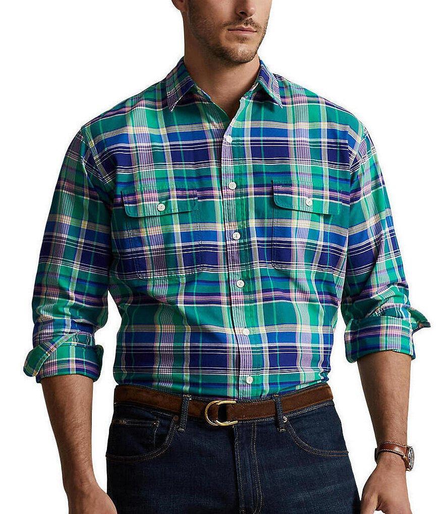 Polo Ralph Lauren Big & Tall Classic-Fit Plaid Long Sleeve Oxford Woven Workshirt Product Image