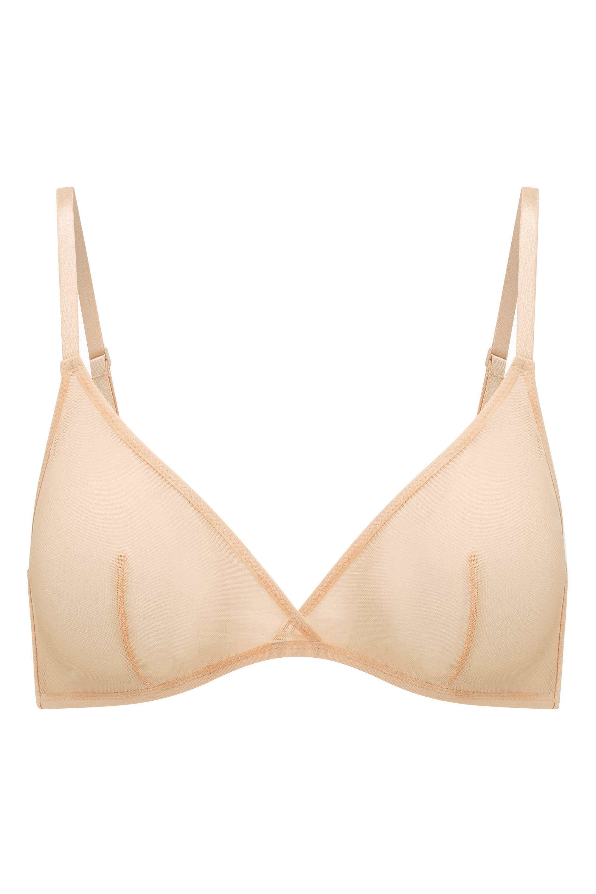 Soft Mesh Single Layer Triangle Bra in Beige Product Image