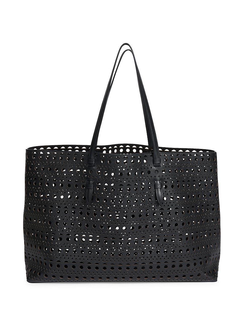 Womens Mina 44 Laser-Cut Leather Tote Bag Product Image