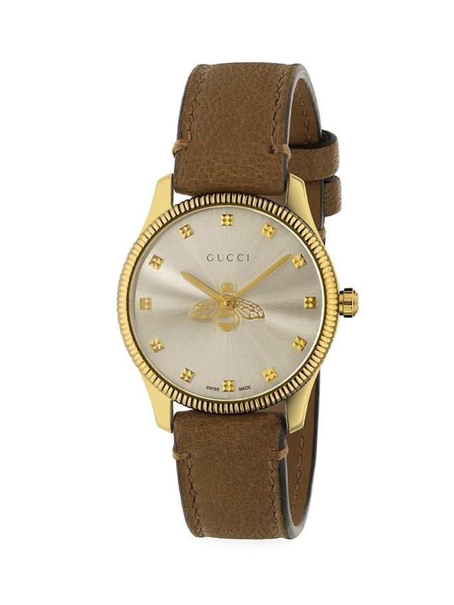 Womens The G-Timeless Slim Goldtone Leather Strap Watch Product Image