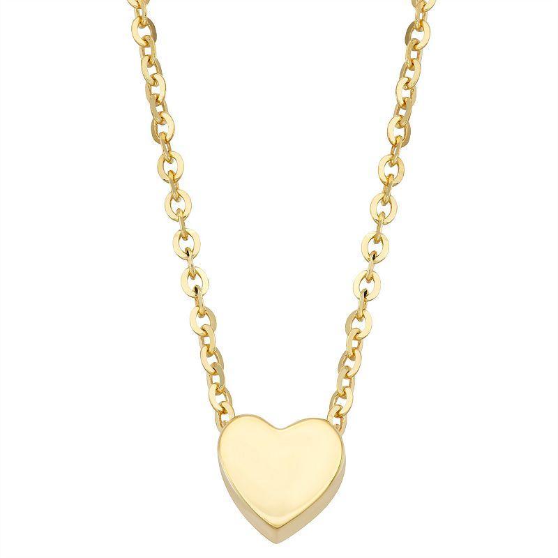 10k Gold Polished Heart Necklace, Womens Product Image