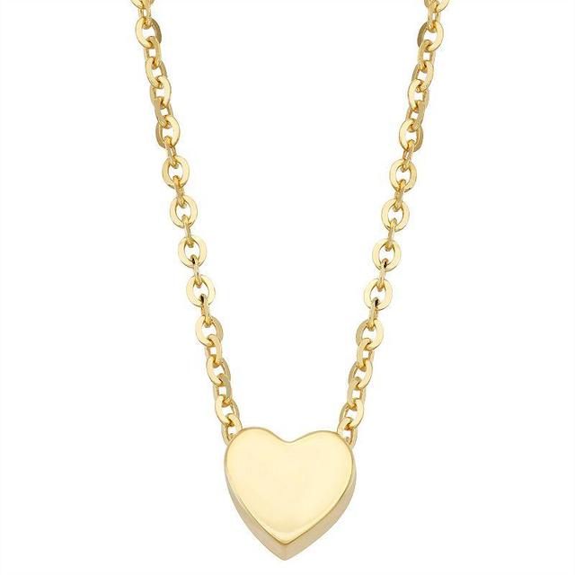 10k Gold Polished Heart Necklace, Womens Product Image