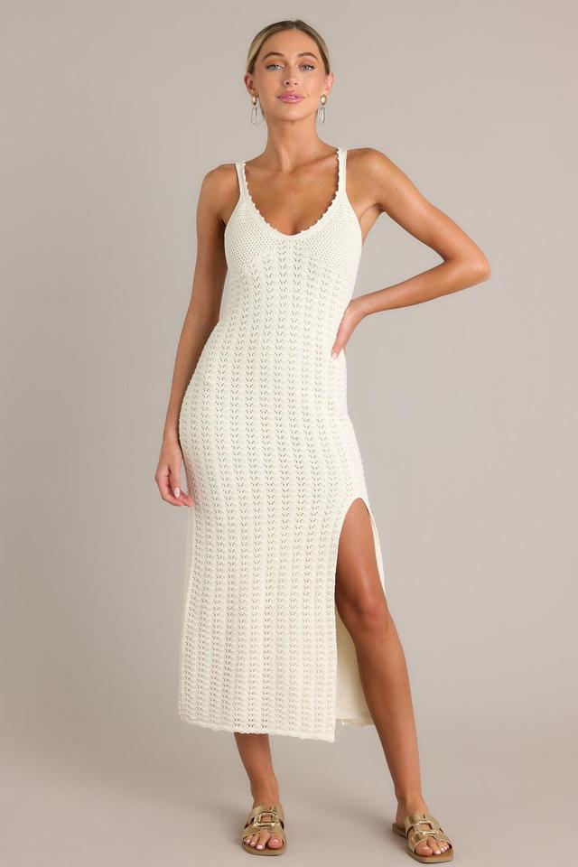 Z Supply Eleena Sandstone Ivory Crochet Midi Dress Product Image