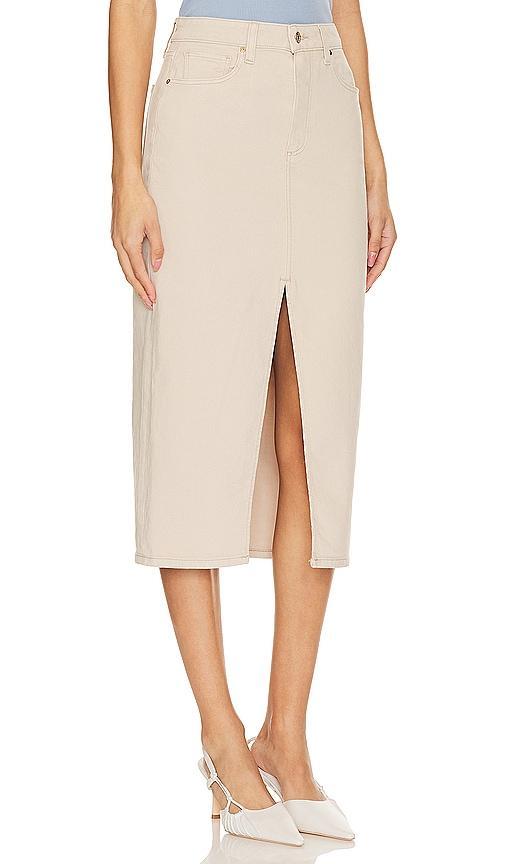 PAIGE Angela Midi Skirt in Beige. Product Image