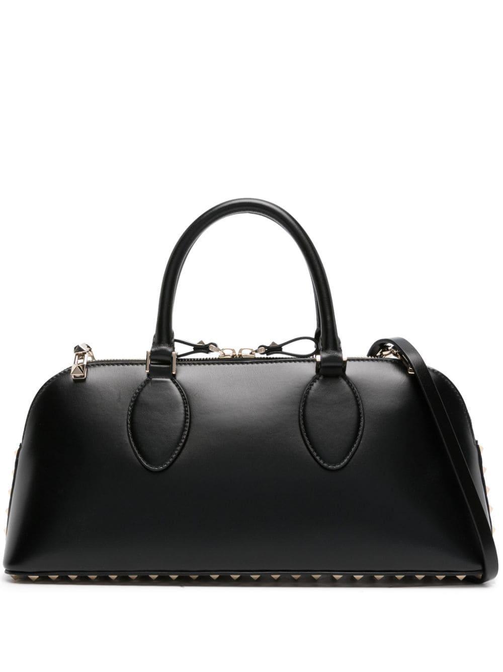 VALENTINO GARAVANI Rockstud-embellished Leather Tote Bag In Black Product Image