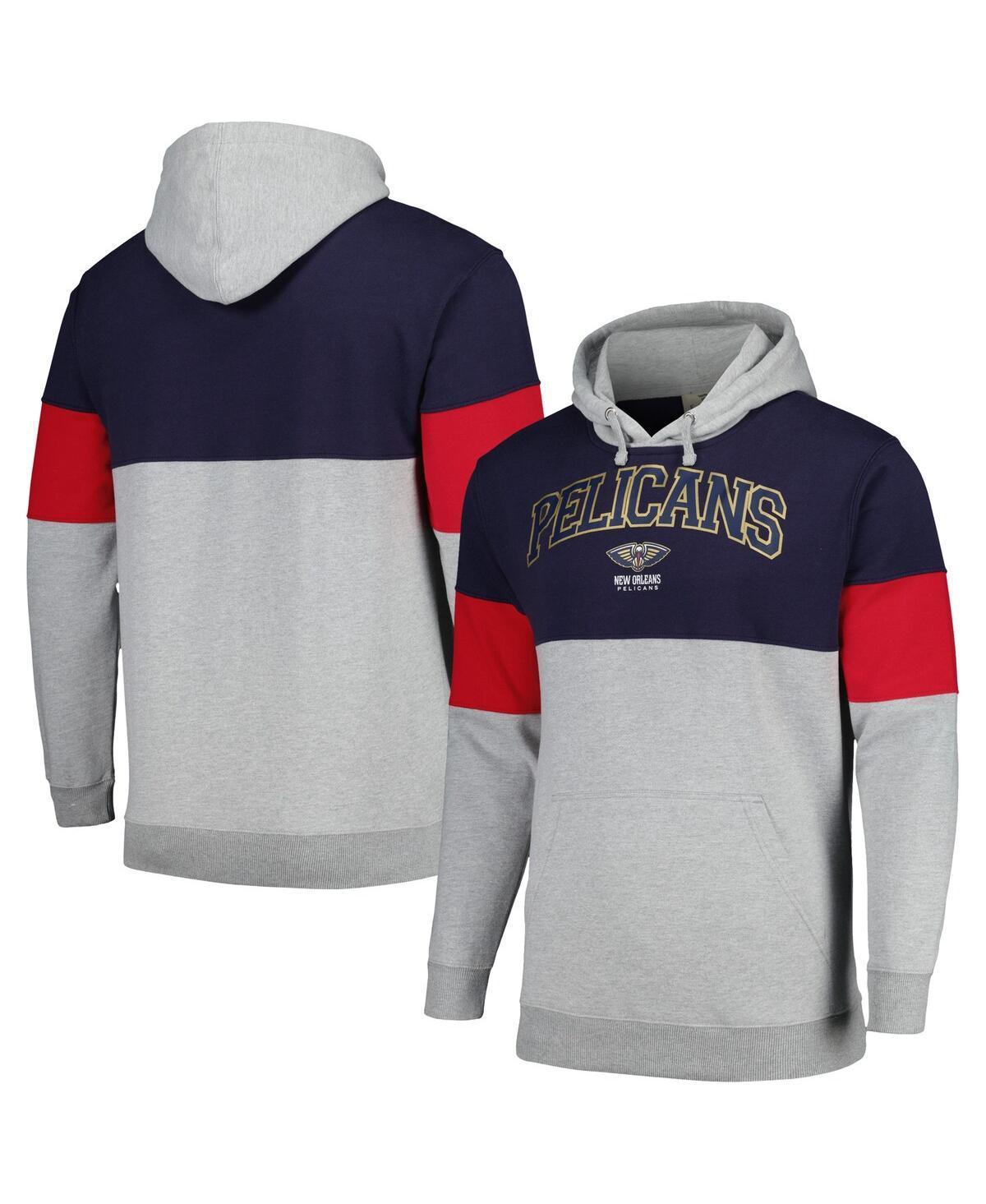 Mens Fanatics Navy New Orleans Pelicans Contrast Pieced Pullover Hoodie Product Image