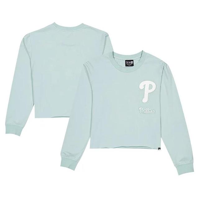 Womens New Era Mint Philadelphia Phillies Breeze Logo Select Cropped Long Sleeve T-Shirt Product Image