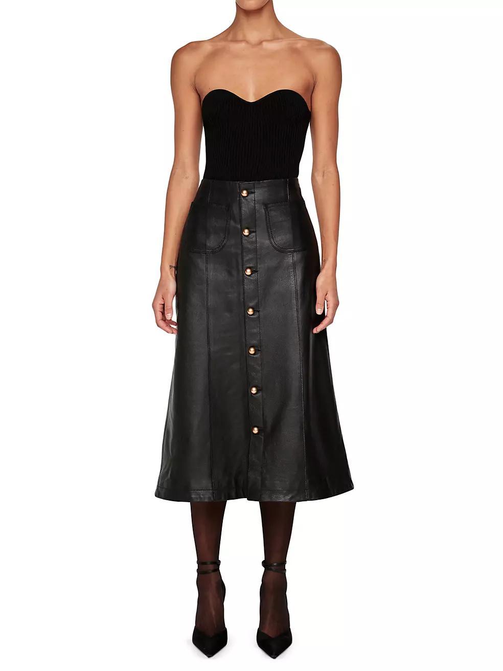 Alma A-Line Leather Skirt Product Image